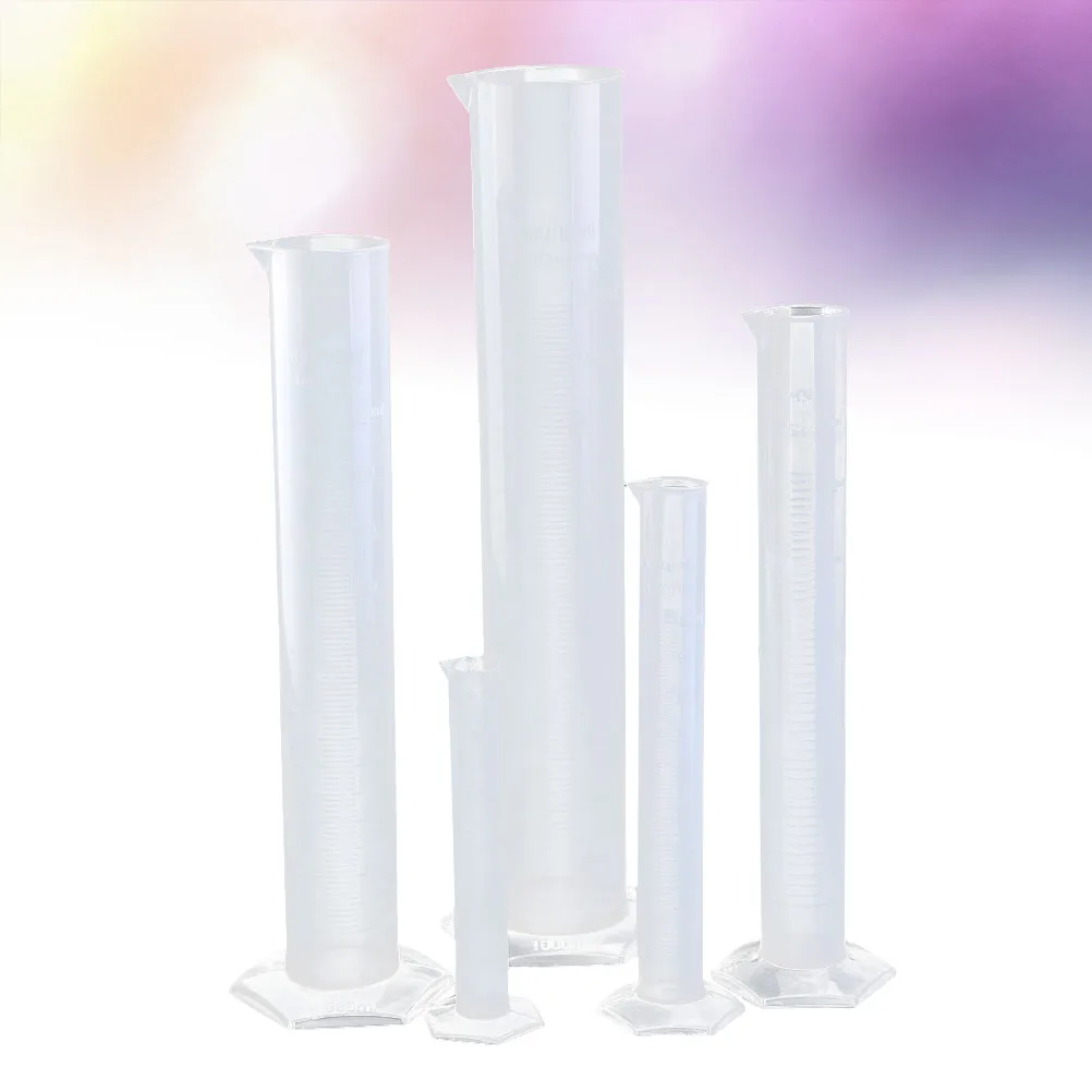 

5Pcs Plastic Measuring Cylinder Set Stable Graduated Scale Accurate Measurement for Lab and Home Use 50Ml 100Ml 250Ml
