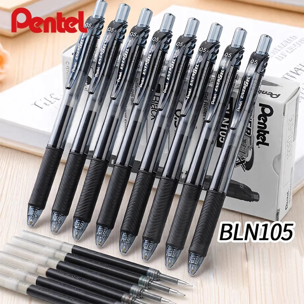 

6/12pcs Japan Pentel Gel Pen BLN105 Quick-Dry Retractable 0.5mm Needle Tip Smooth Quick-Dry Black Pen School Stationery Supplies