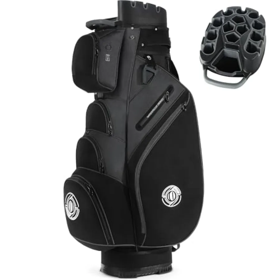 Golf Cart Bag, 14 Way Molded Lock Top Club Bag with Full-Length Dividers, Upgrade 900D Oxford Silence Cart Bags for Men with Ha