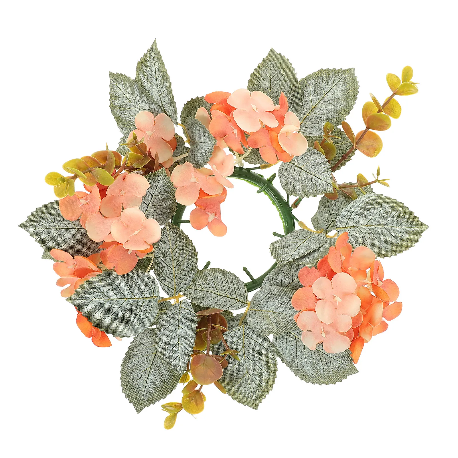 Artificial Hydrangea Eucalyptus Rings Wreath Realistic Floral Pillar Holder Wedding Table Centerpiece Party Decor