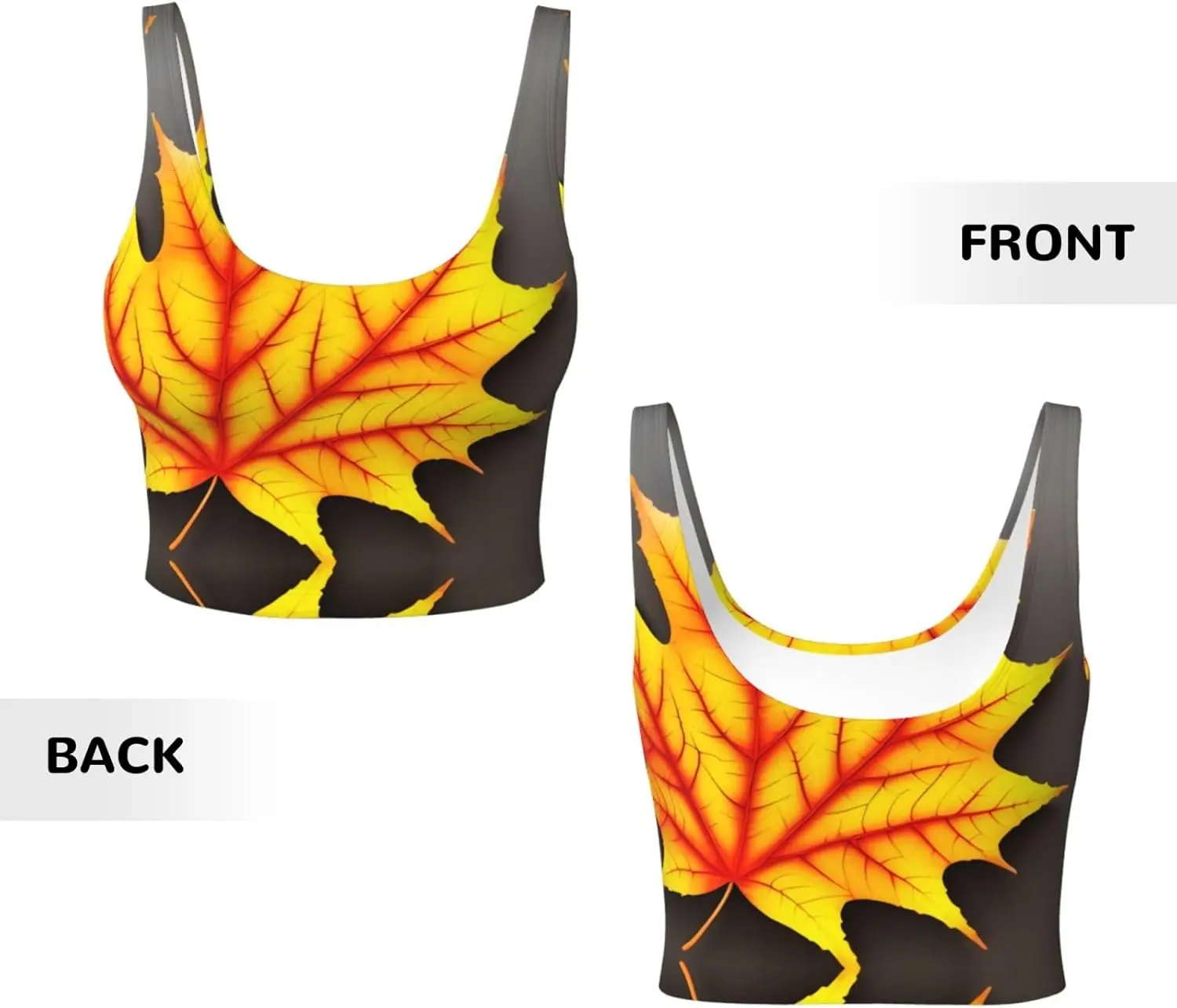 요가 운동 피트니스를 위한 가을 단풍잎 인쇄 여성용 스포츠 조끼 - 운동선수를 위한 캐주얼 민소매, 블랙, 라지