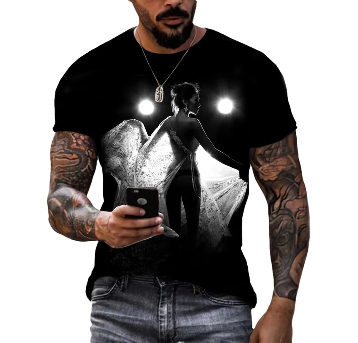 New Sexy Girl Hip Hop Spoof Summer Men\'s T-shirt Fashion Street Alternative Trend Design Large Size O-neck Senior 3D Printed Top