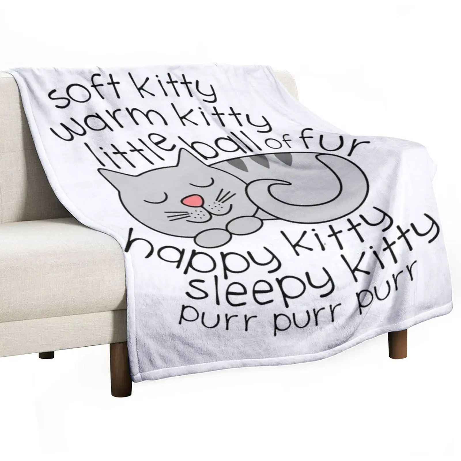 Soft Kitty Warm Kitty Little Ball Of Fur - Happy Kitty Sleepy Purr Purr Purr Throw Blanket Soft Plush Plaid Blankets