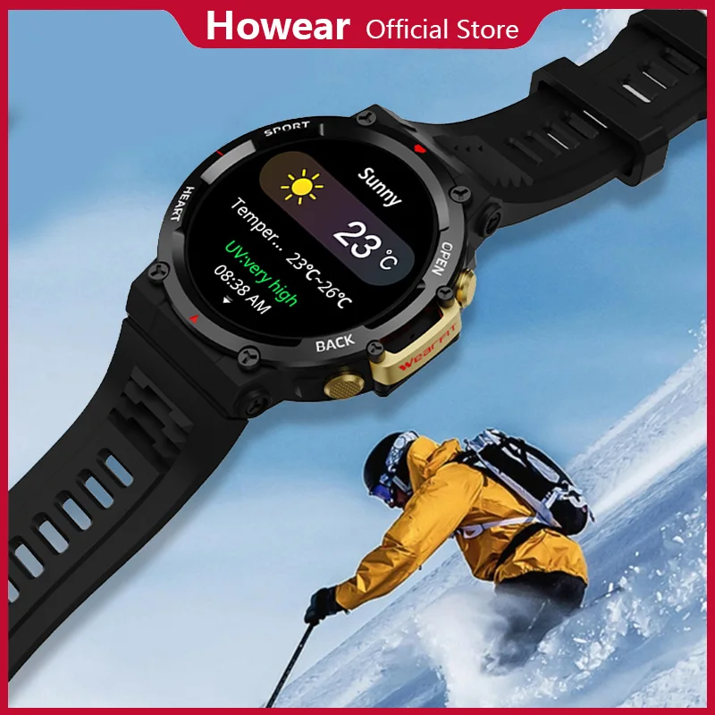 

SmartWatch Смарт-часы для мужчин 2025 Miltary Bluetooth Call Chat GPT Погода Синхронизированные данные движения Фитнес Howear HW28 MAX Pro NFC