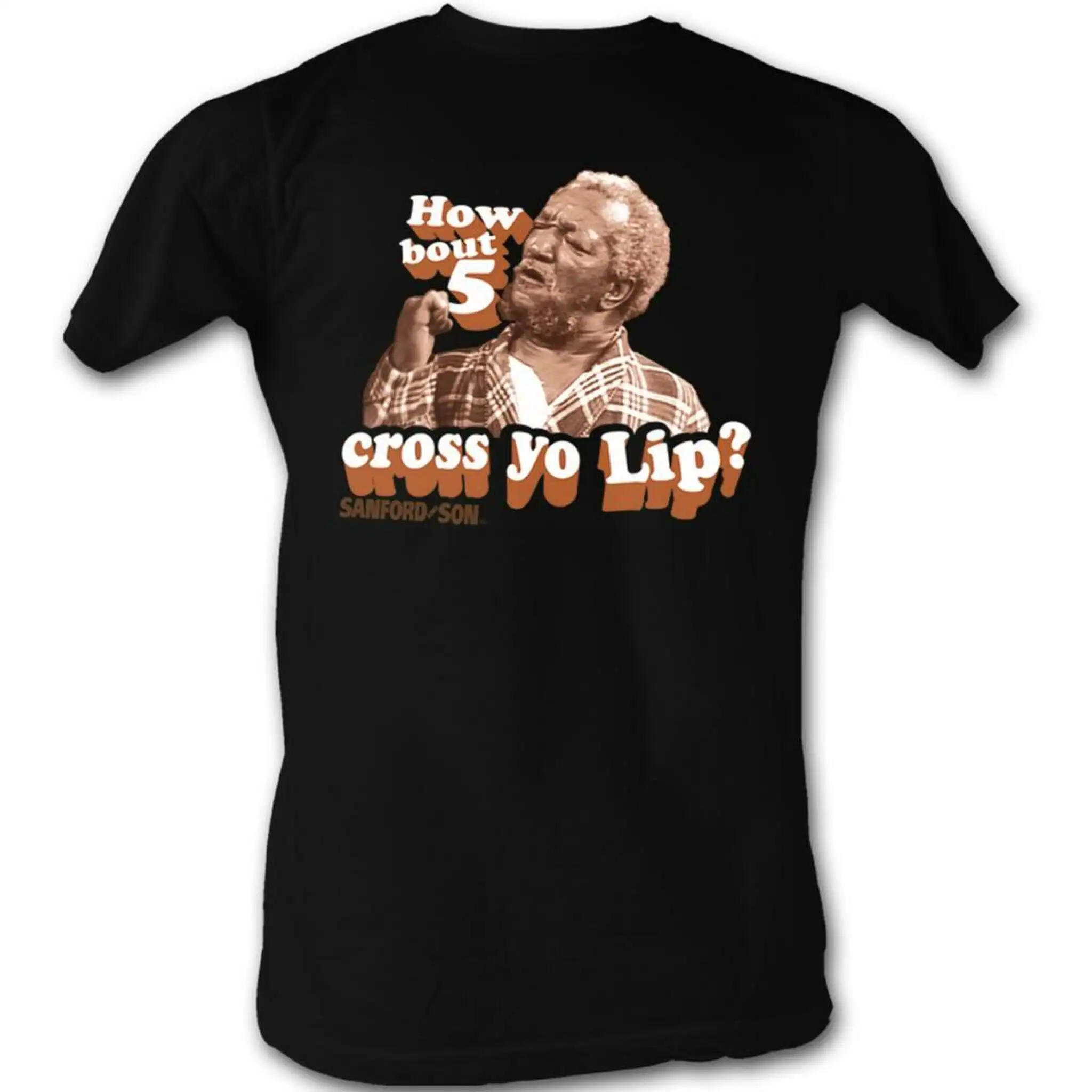 Redd Foxx Sanford And Son 5 Cross Yo Lips Black T Shirt