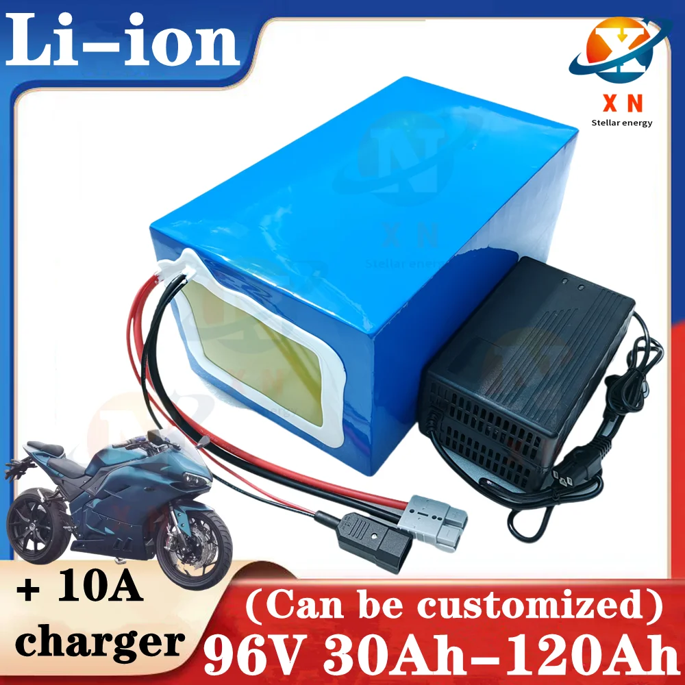 96v 60ah 80Ah 100Ah 30Ah 40Ah lithium ion battery li ion 26S BMS for 5000w motor robot scooter motorcycle AGV + 10A Charger