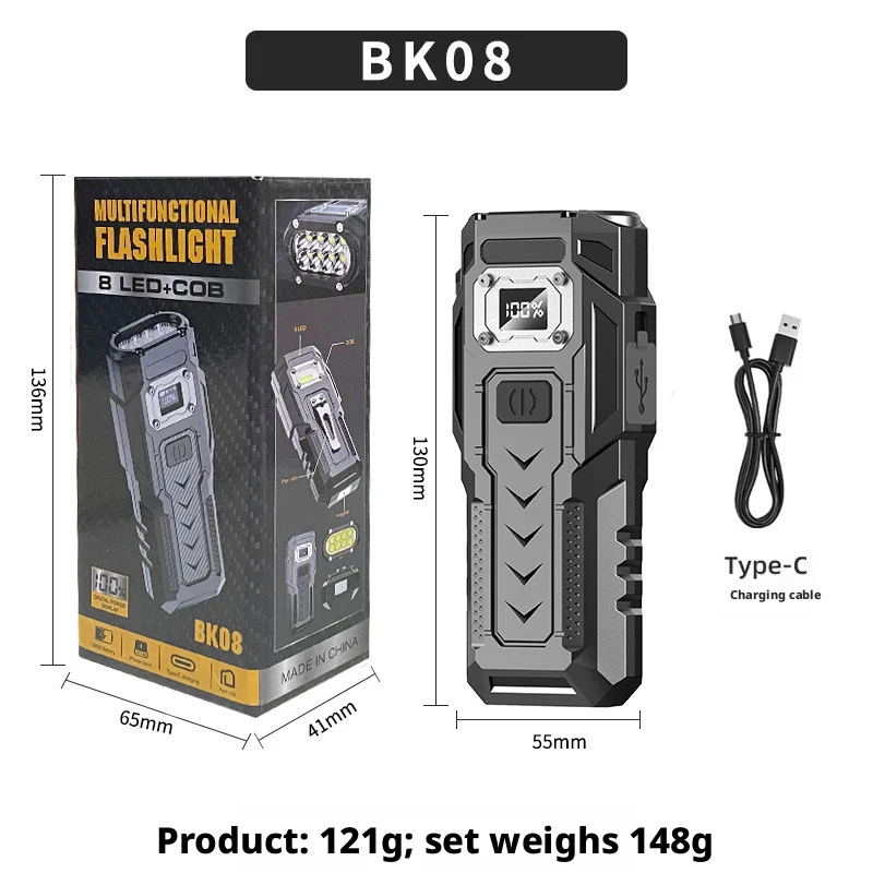 Portable Led Mini Flashlight High Brightness Outdoor Charging Long Battery Life Multi-Functional Magnetic Work Flashlight