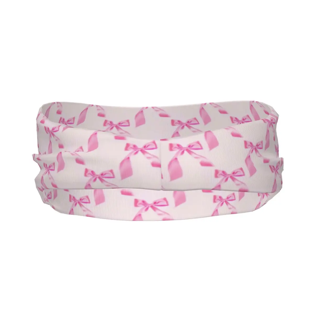 Pink Tied Bow Pattern Sports Sweatband Decor Elastic Headband for Yoga Running Gym Sport Hair Accessory