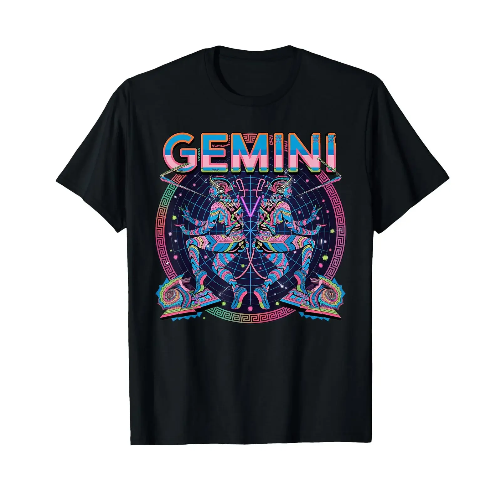 Gemini Zodiac Retro Vaporwave Glitch Art Astrology Lovers T Shirt vintage Washed Unisex Versatile Slightly graphic Soft fashion