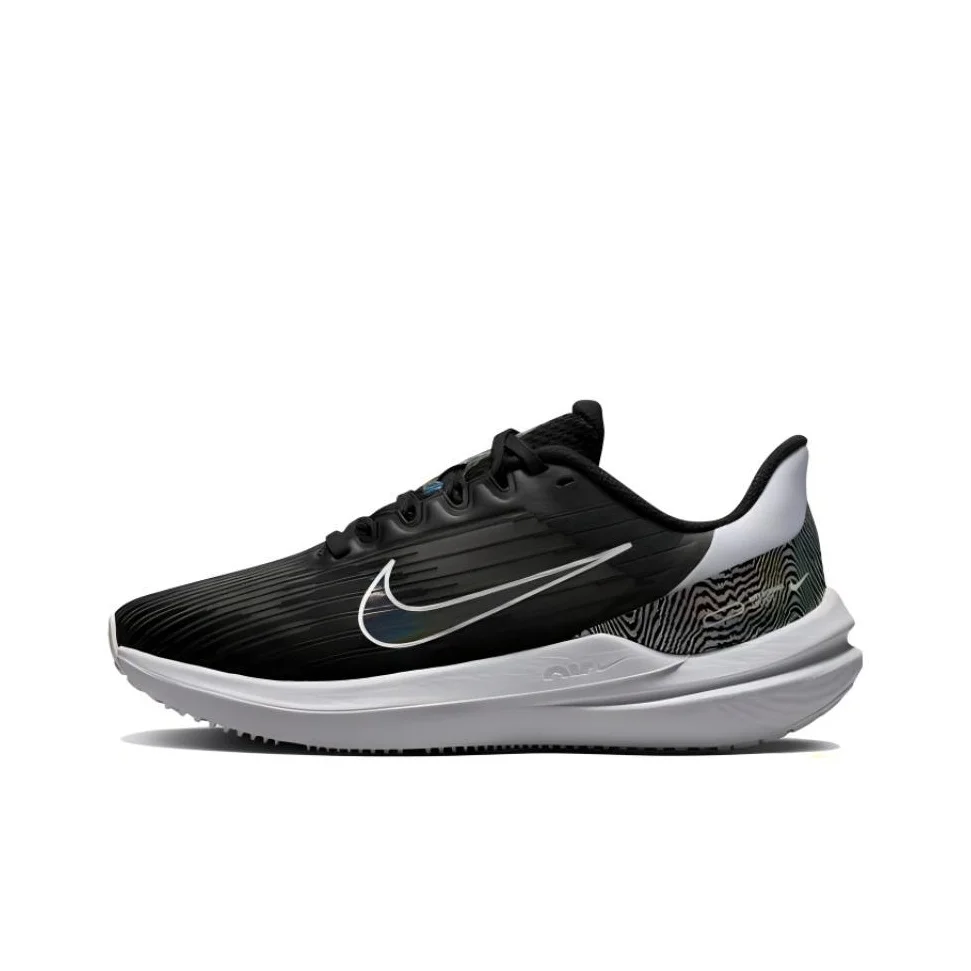 Nike Winflo 9 Fabric Cushioning Slip Resistant Abrasion Resistant Low top Running Shoes Women's Black White DR9831-001