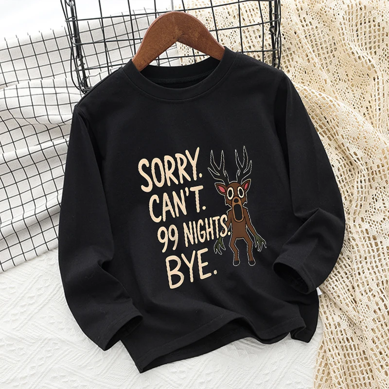 

99 Nights in The Forest Children's T-shirt Loose Comfortable Long Sleeve Cartoon Printed Versatile Top Children's Birthday Gift