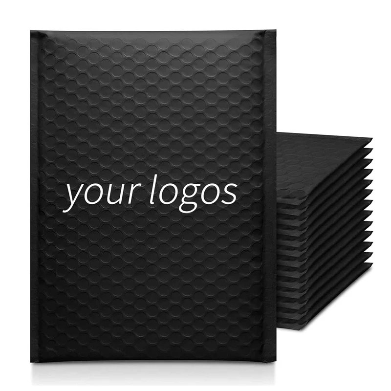 100 / 200 Custom LOGO Printed Co-extruded custom black poly bubble mailers plastic mail bags padded envelopes shipping suppliers