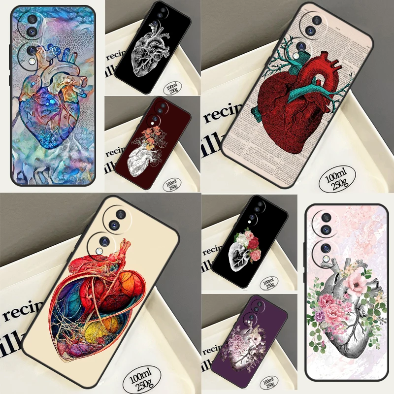 Human Anatomy Heart Art Case For Huawei P40 Lite P20 P30 Pro P Smart Nova 5T Honor Magic 5 Lite 70 50 X8 X9a Coque