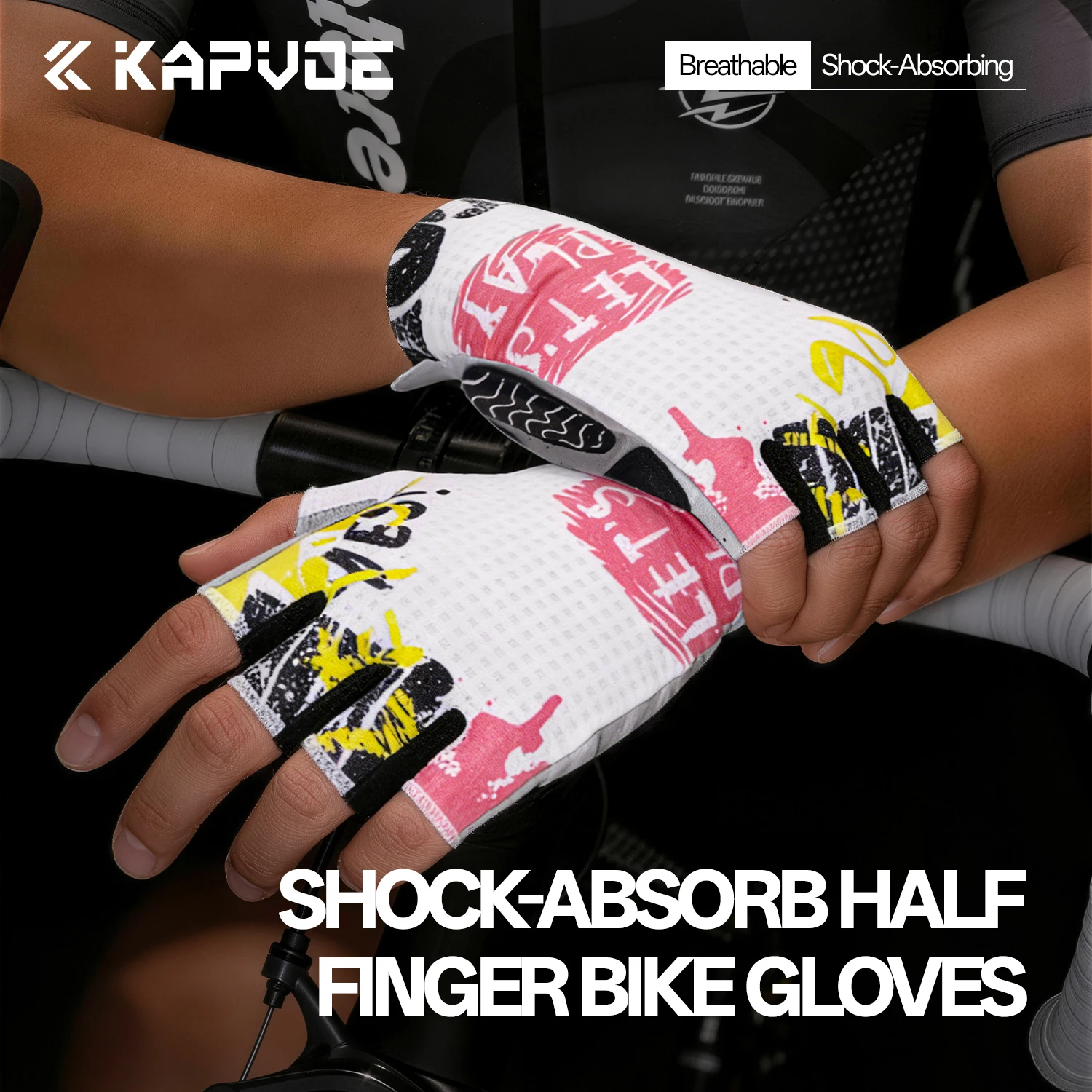 

KAPVOE Half-Finger Cycling Gloves Breathable Shock-Absorbing and Padded Suitable for Road Mountain and Trail Riding Unisex Adult