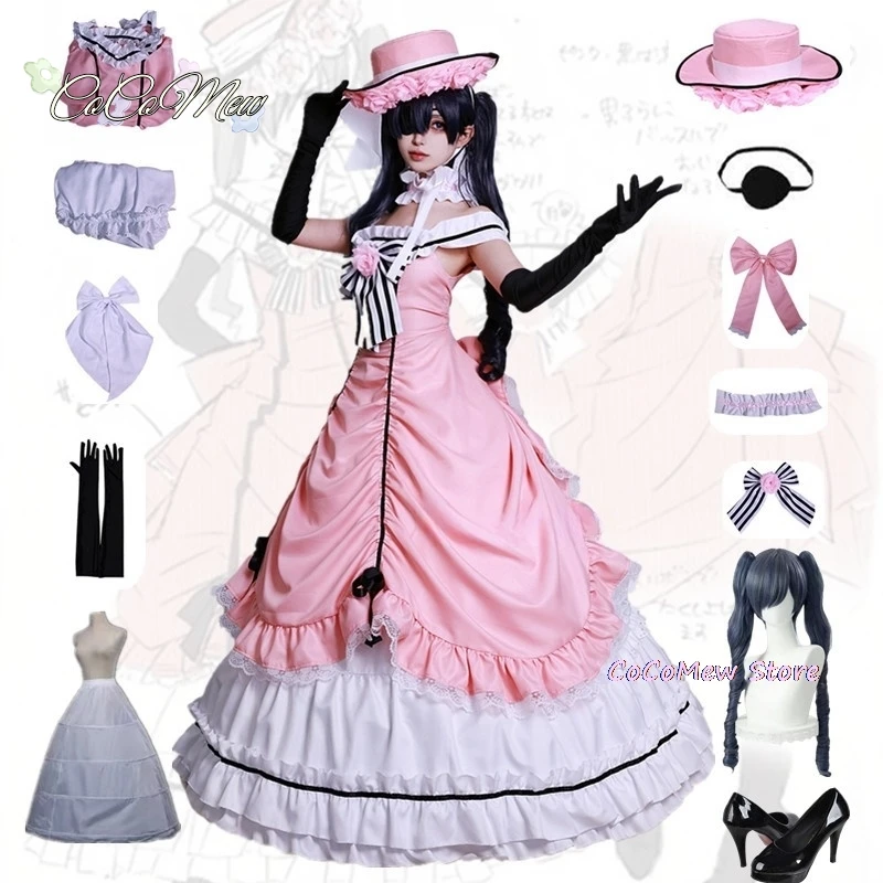 Anime Black Butler Kuroshitsuji Ciel Phantomhive Cosplay Sleeveless Lace Maid Cut Full Dress Uniform Outfit Princess Costumes