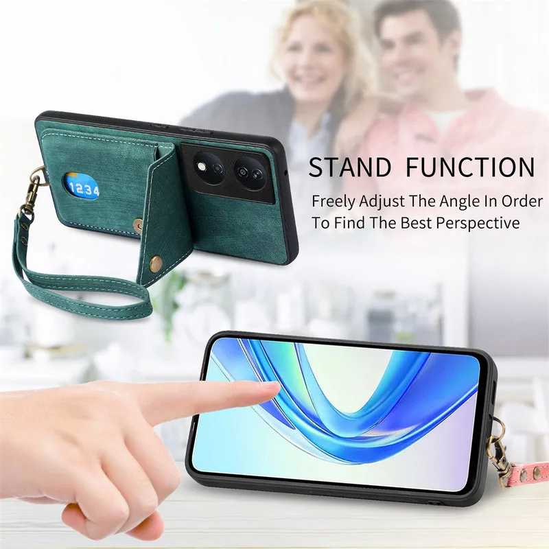 OPPO A5 Pro 4G 5G용 고급 가죽 지갑형 카드 수납 마그네틱 케이스, OPPO A6 Pro A98 A79 A78 A58 A38 A18 A80용 뒷면 커버