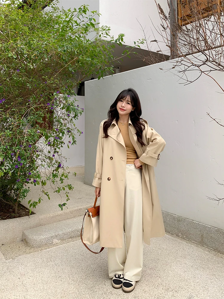 

London Rain Night Quali Hang Small Size Windbreaker Women's Classic Medium Length Italian mat Sle Coat