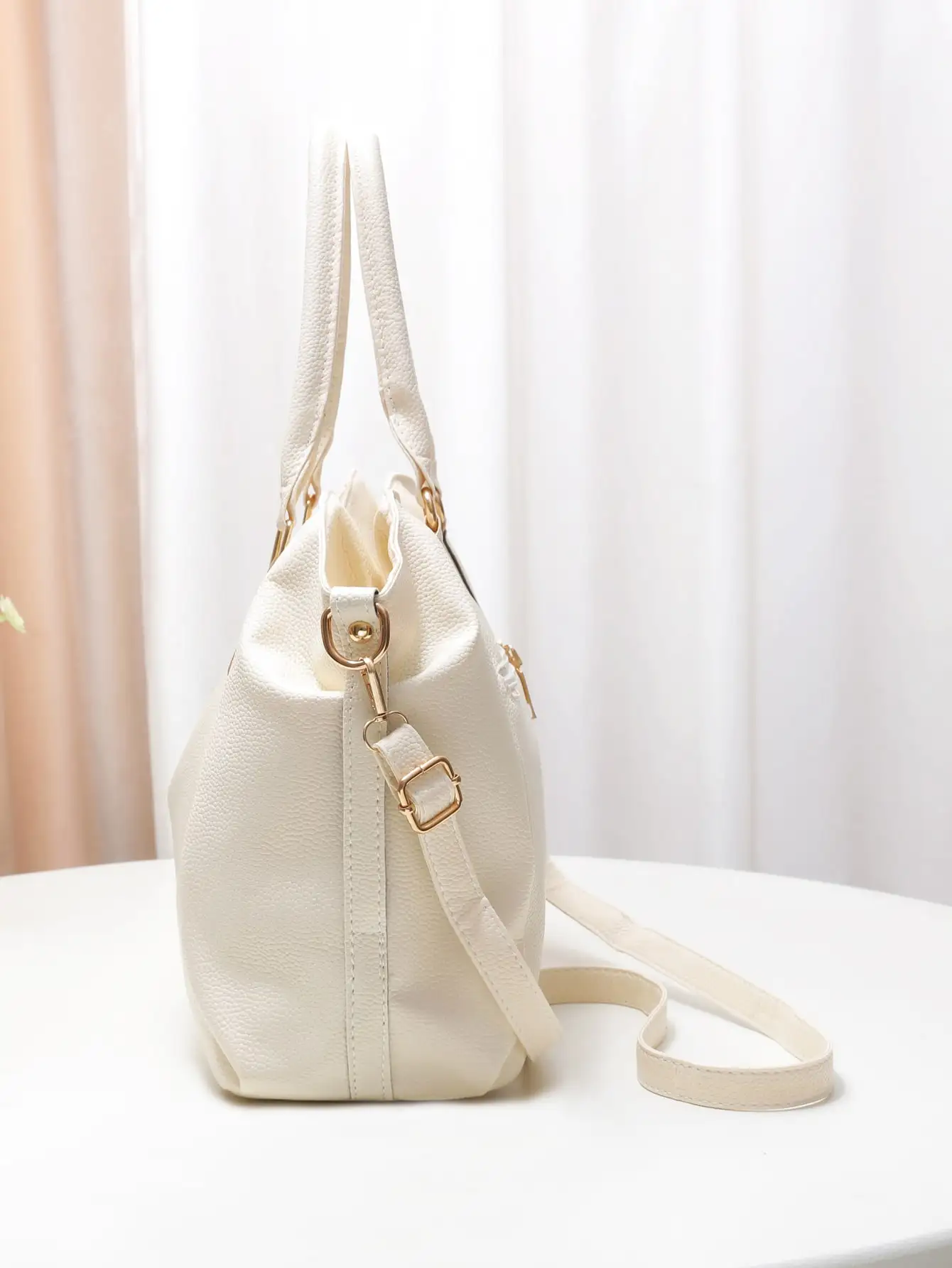 Casual and fashionable women's shoulder bag solid color soft large capacity handbag crossbody bag image 4