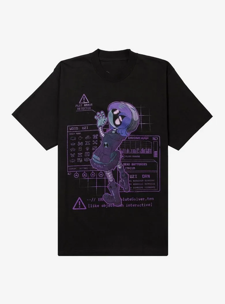 Cartoon Retro Punk Cotton Printed Short-sleeved  Murder Drones Uzi Heavyweight T-Shirt Harajuku Retro Casual Streetwear Unisex