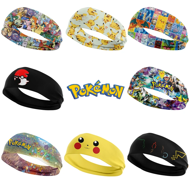 Pokemon headband High elastic wide-brimmed sports sweat-guiding hair bandana Kawaii birthday gift Pikachu anime peripherals