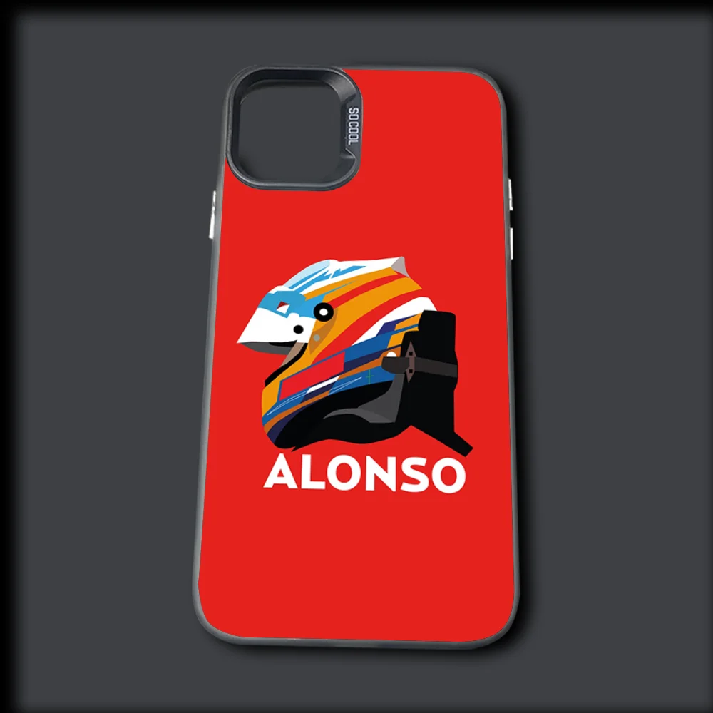 레이싱 드라이버 F-Fernando Alonso 전화 케이스 iPhone 16,15,14,13,12,11,Mini,Pro,MAX 그레이 드롭 매트 충격 방지 소프트 커버