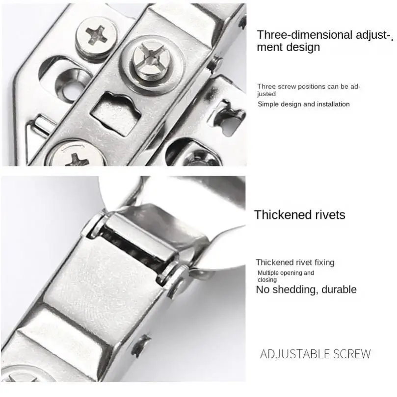 Cabinet Hinges Full Overlay European Cabinet Hinge 3D Adjustable with  Shaped Spring Hinge Hydraulic Buffer Damping Hinge