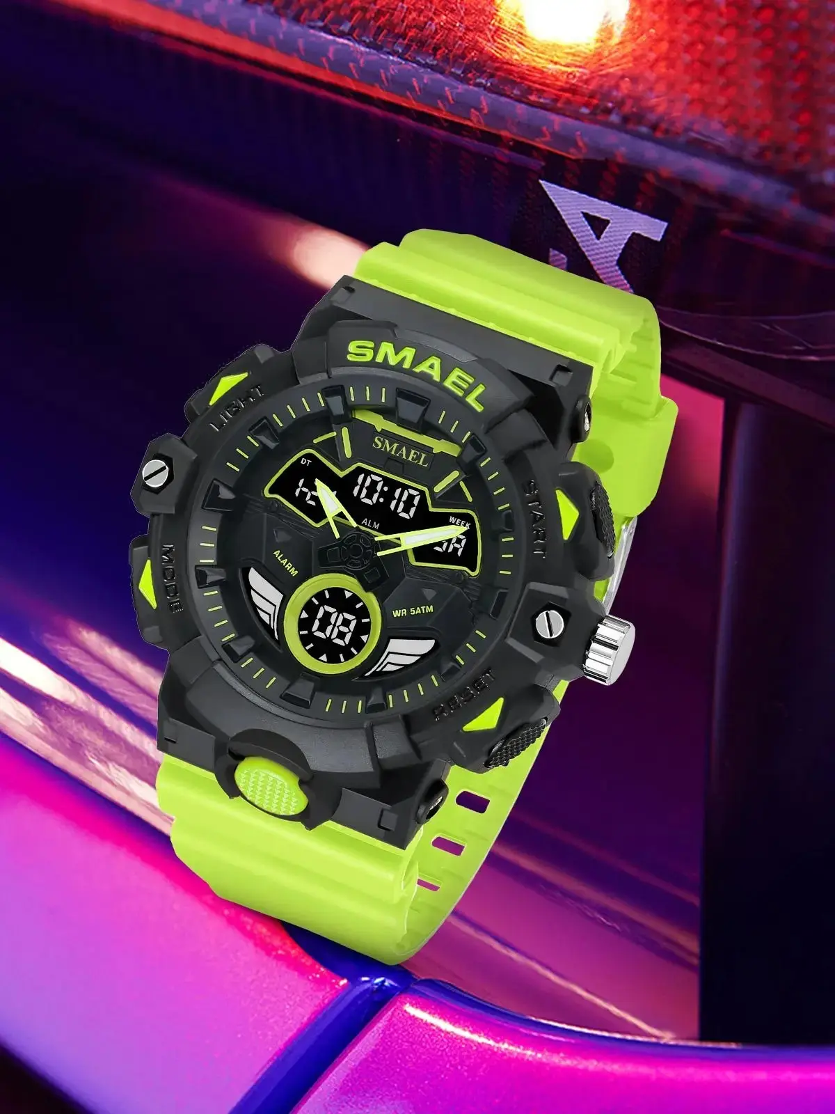 Men Sport Watches SMAEL Original Wristwatches Dropshipping Brand 50M Waterproof Clock 8085 Alarm Young Yellow New Quartz Watch