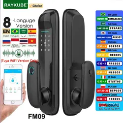 RAYKUBE FM09 Tuya Wifi Smart Door Lock TT Lock Fingerprint Lock Auto Electronic Bio-metric Lock for Smart Home