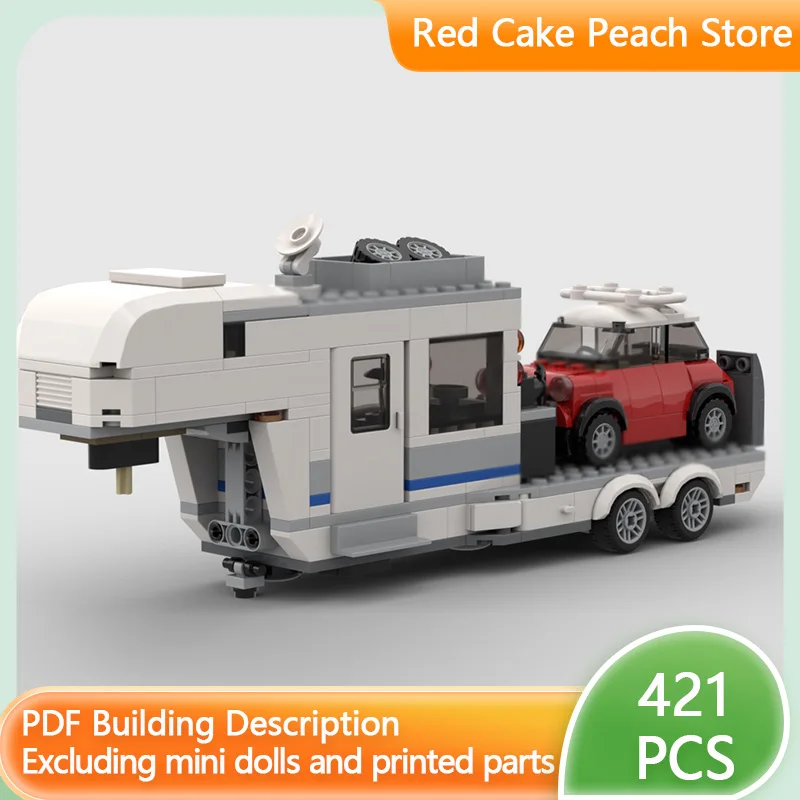 

City Car Model MOC Building Bricks Large Hauler Camper Trailer Modular Technology Children Holiday Gifts Assemble Toys Suit
