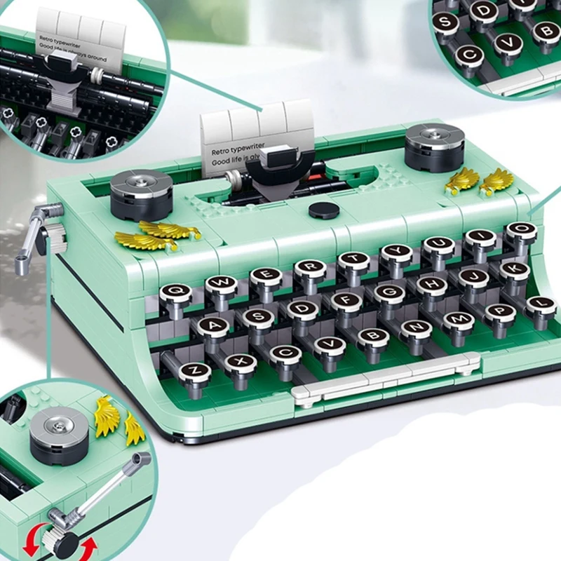 820 個テクニカルエキスパートレトロタイプライタープリンターモデルビルディングブロックシミュレーション組立レンガおもちゃ DIY ギフトセット
