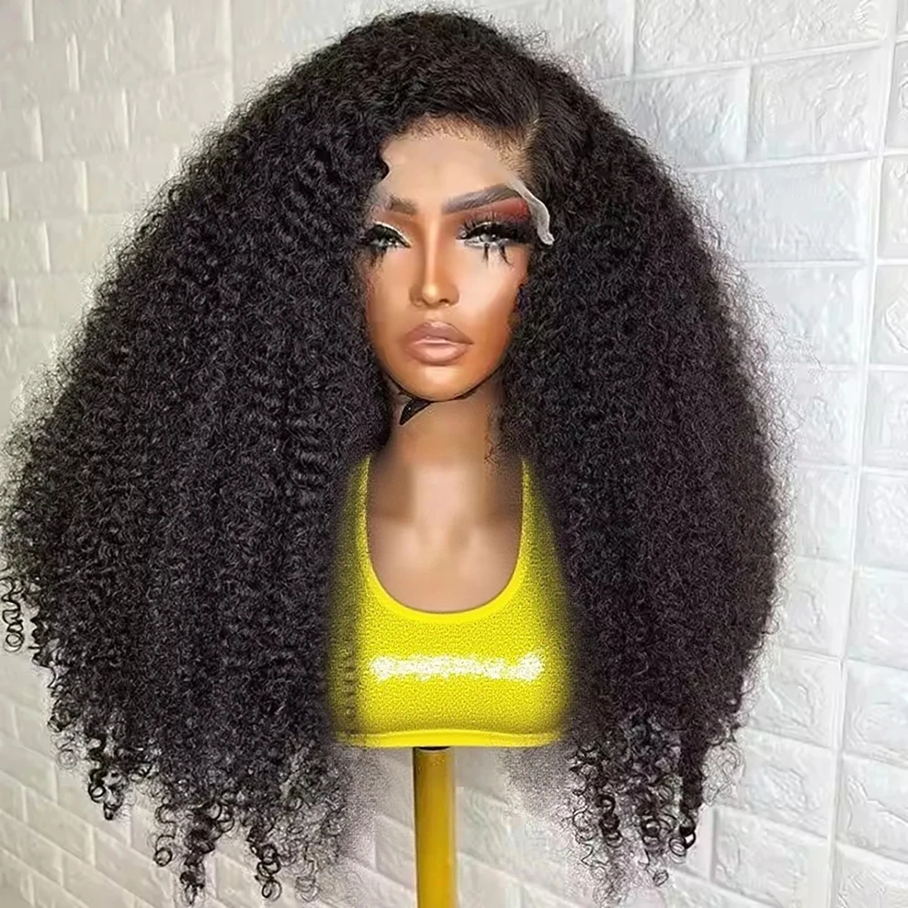 

Парик из натуральных волос с глубокими кудрями, 38-40 дюймов, с прозрачным кружевом 13x4/13x6, 200% плотность, бразильский, предварительно выщипанный