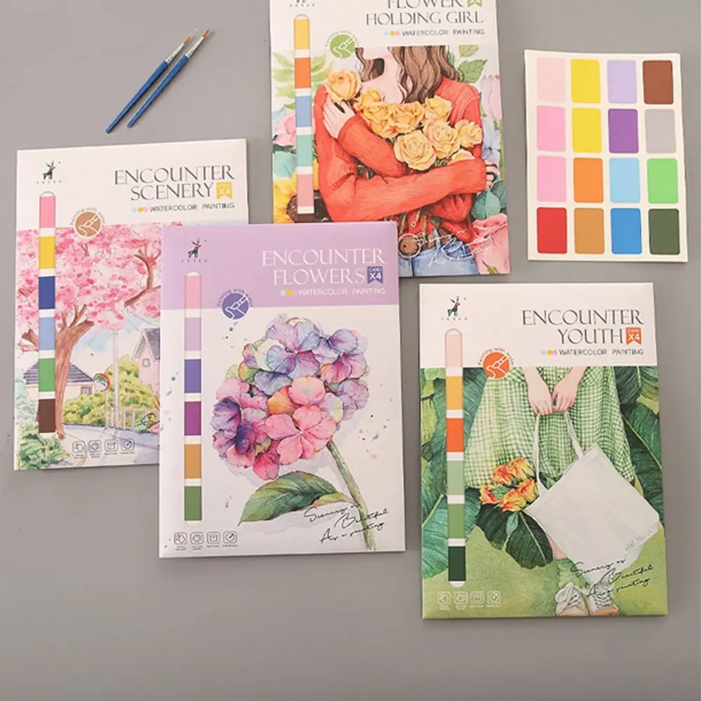 

Specialty Paper Watercolor Painting Book With Brush Encounter Youth Gouache Graffiti Book With Pigment Drawing Doodle Book