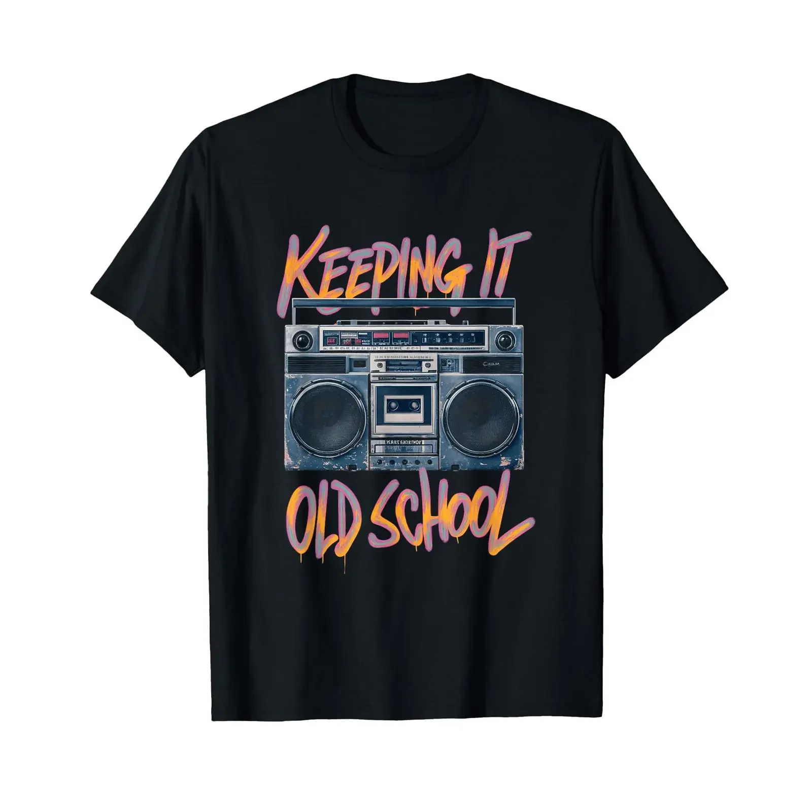 Keeping It Old School Retro Vintage Boombox T Shirt vintage Washed Casual Top For Everyday Wear Comfortable graphic streetwear