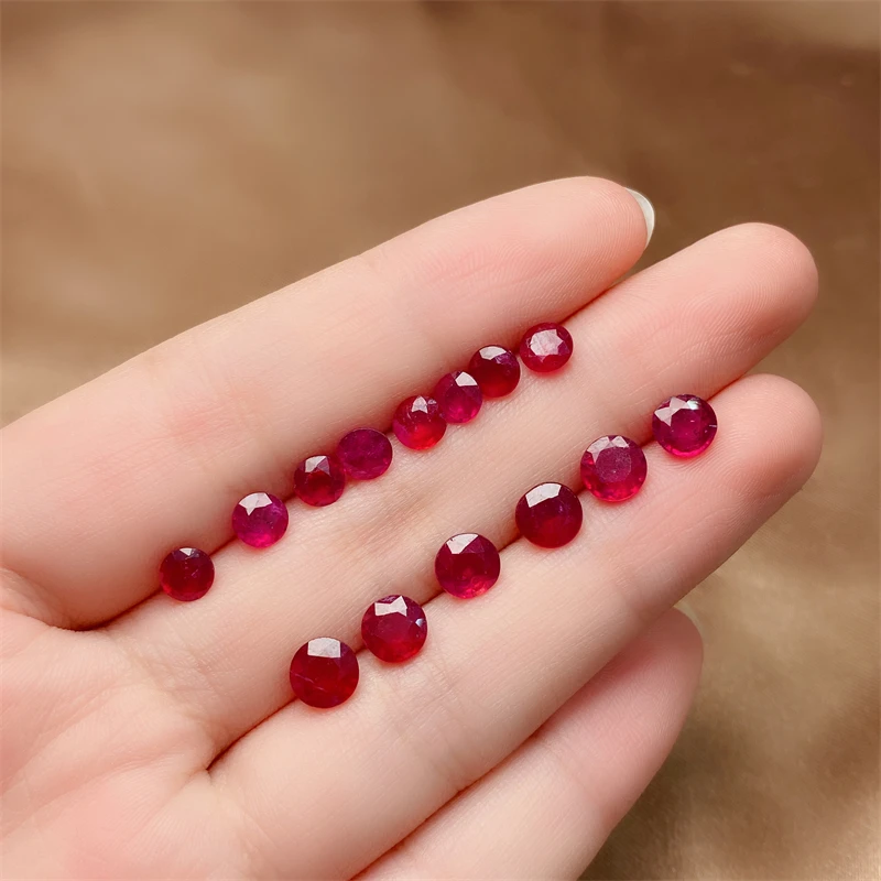 DIY Decoration Jewelry Accessories Gifts Wholesale Loose Gemstone High QualityRound Ruby Stones 5mmm*5mm 6mm*6mm