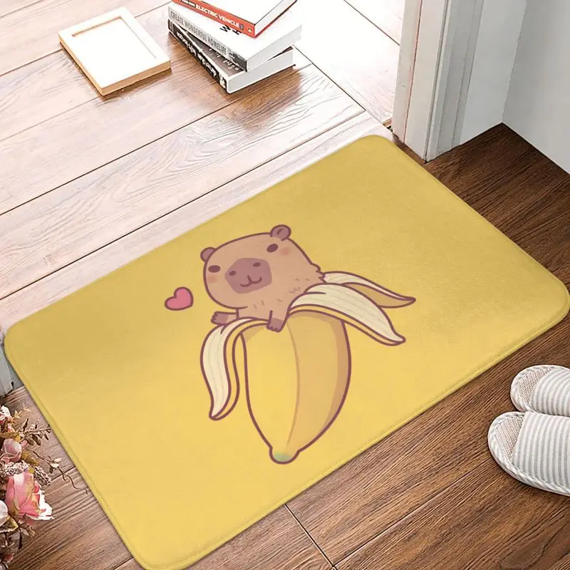 Custom Cute Capybara In Banana Doormat Non-Slip Entrance Kitchen Bathroom Door Floor Mats Toilet Carpet Rug