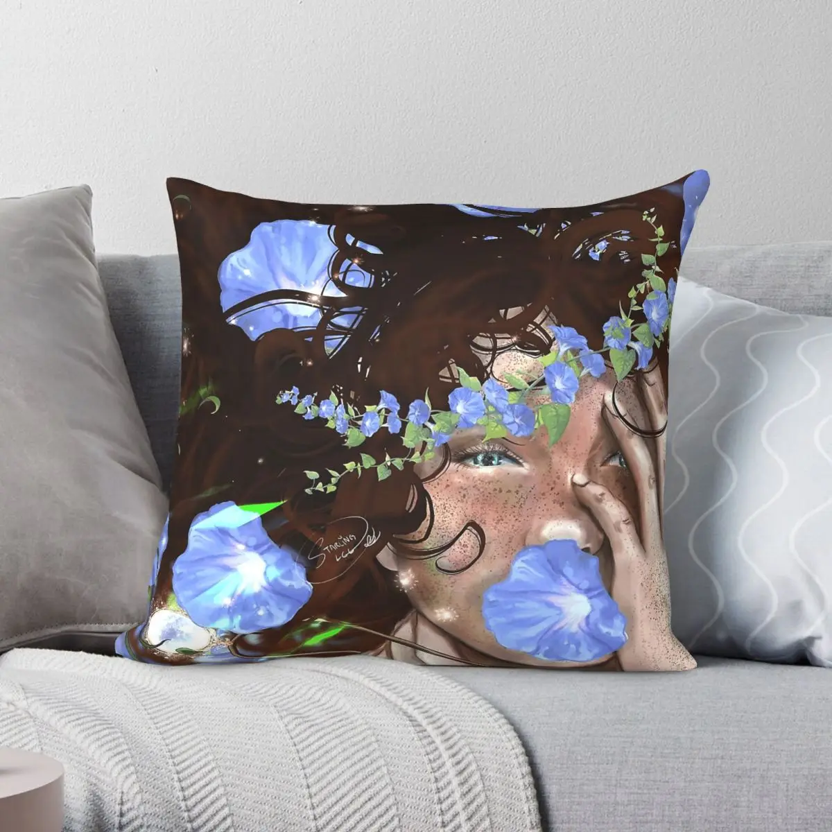 Among The Morning Glories Pillowcase Polyester Linen Velvet Printed Zip Decor Throw Pillow Case Room Cushion Cover 45x45