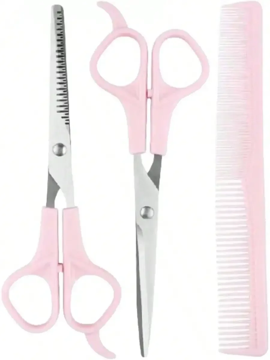 

2026 Pink Stainless Steel Hair Cutting Shears Set - 6.7inch Shear, Thinning Scissor, Comb - Barber Kit Women/Men/Kids,Hair Tools,Hair Items,Travel Essential,Travel,Barber,Hairstylist,Barber Accessories,Valentine's Day,Hair Supplies,Hair Stylist,Barbershop
