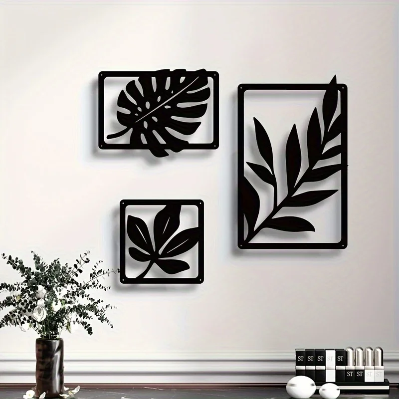CIFBUY Iron Wall Art Modern Minimalist Leaf Metal Sculpture Hanging Plaque Rustproof Home Living Room Decor