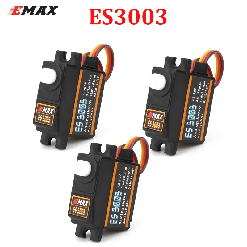 EMAX ES3003 Servo analógico de plástico 17,5g Servo impermeable con engranajes para RC coche helicóptero barco avión Accesorios