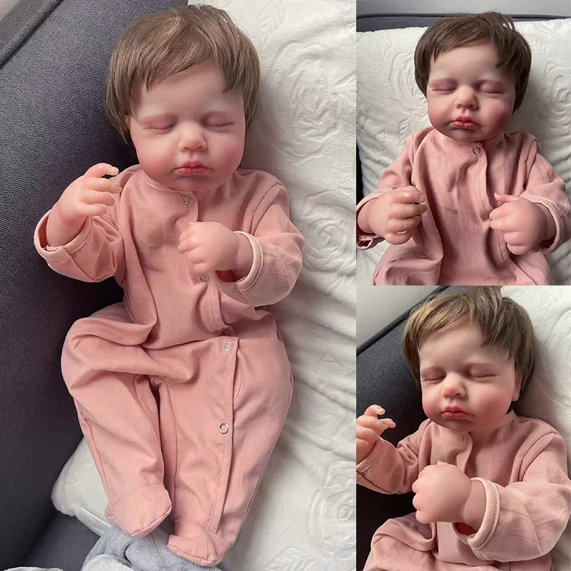 

49 см Loulou Reborn Baby, виниловая картина для всего тела для новорожденных, спящий ребенок, 3D-картина ручной работы с множеством деталей, венами