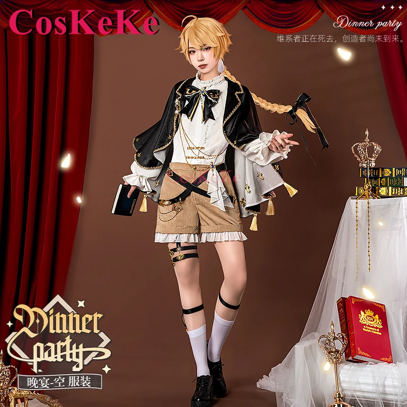 CosKeKe Aether Cosplay Anime Game Genshin Impact Costume Dinner Party Fashion Handsome Uniform Halloween Role Play Clothing S-XL