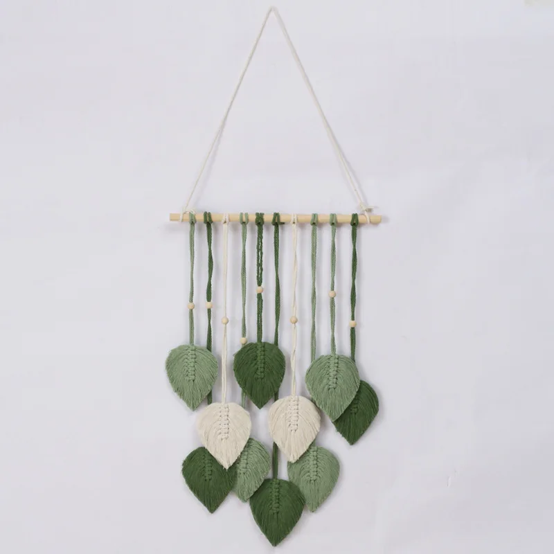 Leaf Macrame Tapestry Brown Green Wall Tapestry Boho Home Decoration Macrame Wall Hanging Home Living Room Decors Aesthetic Gift