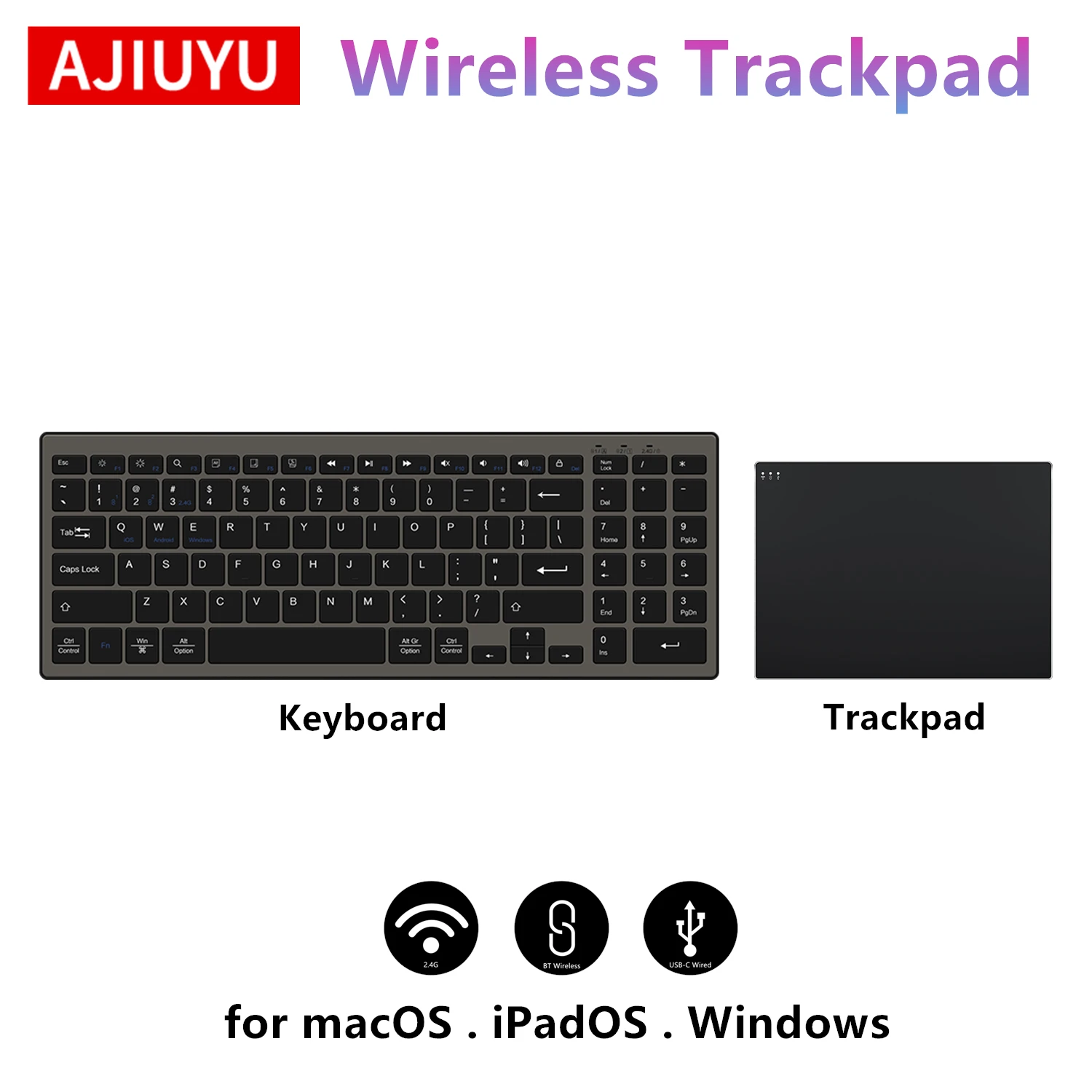 Touchpad Wireless Trackpad Bluetooth Keyboard 2.4G USB-C Wired For Windows Mac iMac iPad Dell HP Acer ASUS PC Laptop Notebook