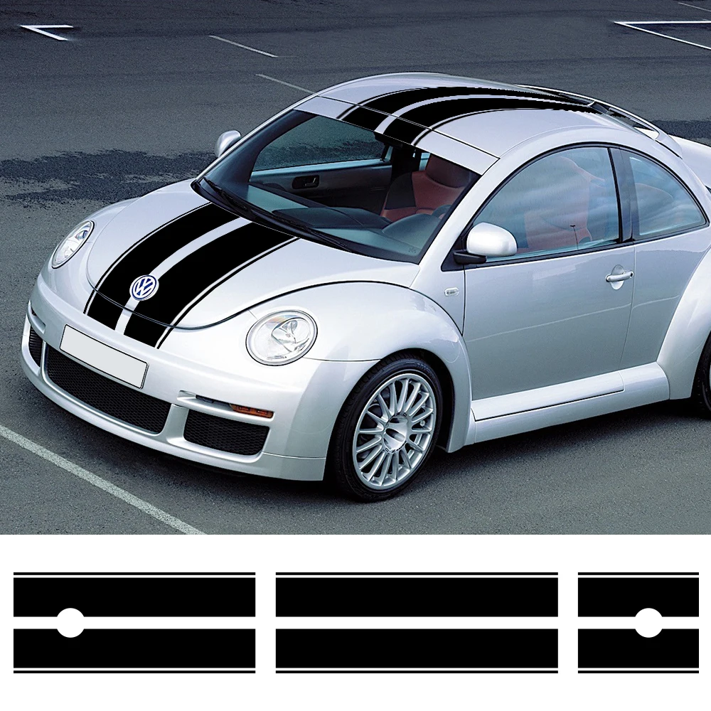 Car Styling Hood Bonnet Roof Rear Trunk Stripes Kit Vinyl Decals Stickers Tuning Accessories for Volkswagen Beetle A5 2011-2018