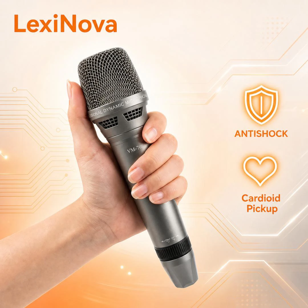 Professional Dynamic Microphone VM-70S with Switch Cardioid Vocal Handheld Mic for Karaoke Live Stage Speech Recording Party