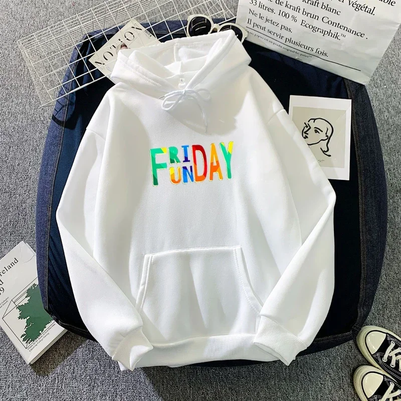 Friday Funday Print Hoodies Men's Loose Pullover Top Sweatshirt Autumn Winter Long-sleeved Casual Hooded Sweatshirt