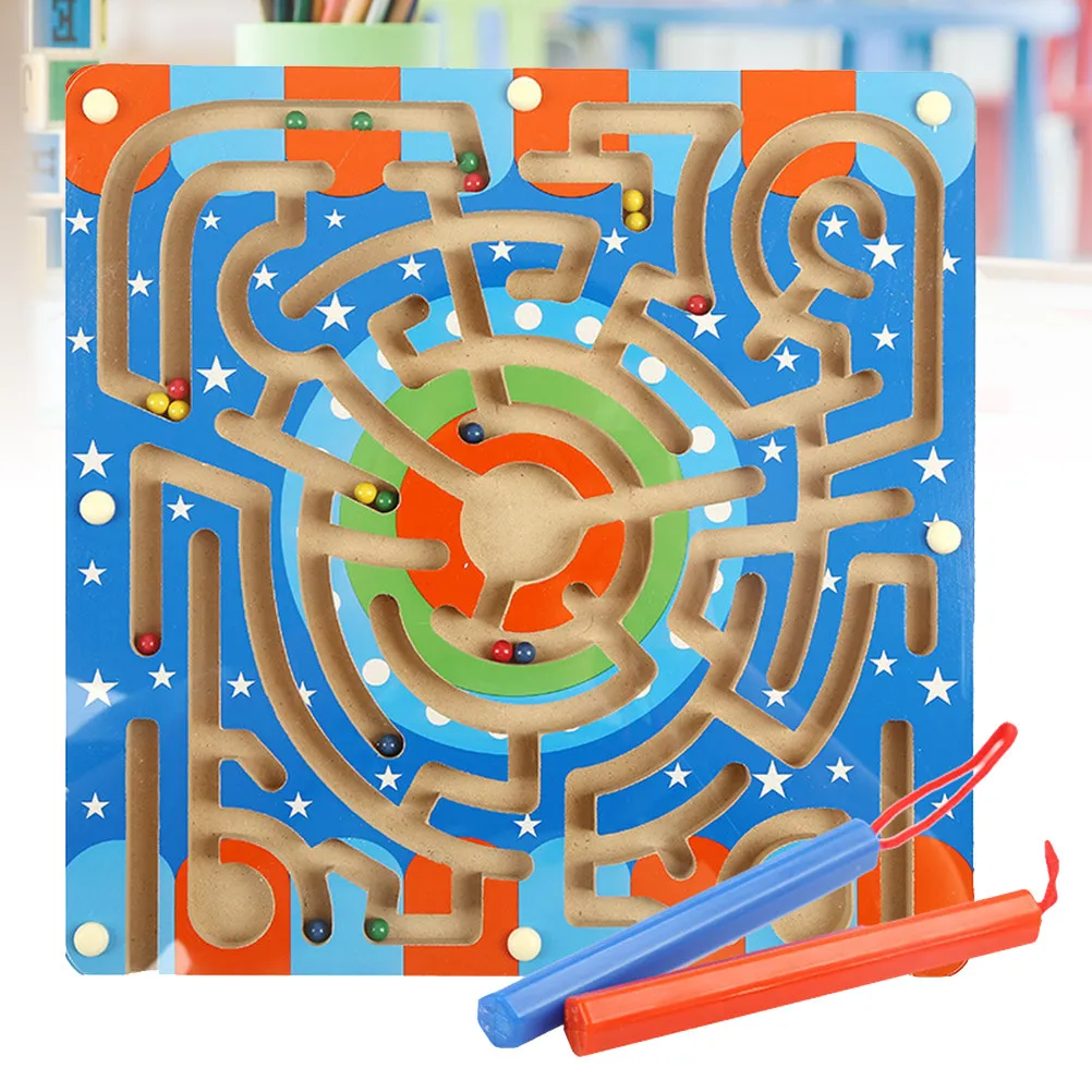 

Wooden Maze Board Game for Kids Toddlers with rods and Steel Balls Stimulates Cognitive Development Fine Motor