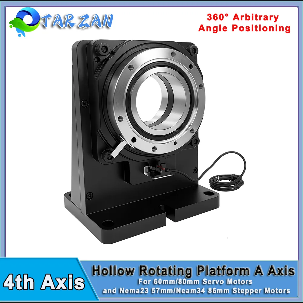 CNC 4th Axis Hollow Rotating Platform A Axis Rotary Actuator Precision Turntable Motor-Driven Rotary Positioner Index Table
