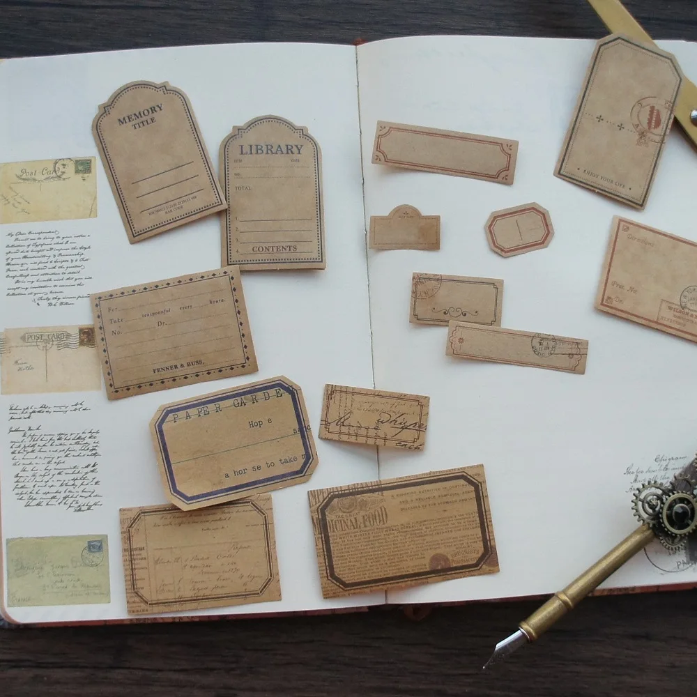 

44pcs Retro Yellow Brown Sticker Stickers Style Scrapbooking DIY Gift Packing Label Decoration Tag