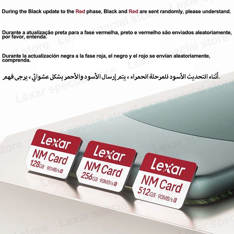 بطاقة ذاكرة Lexar NM nCARD 128GB 256GB 512GB قراءة ما يصل إلى 90 برميل/الثانية بطاقة TF لهاتف Huawei Phone nova/P60/P50/P40/P30 Mate20 Mate 30